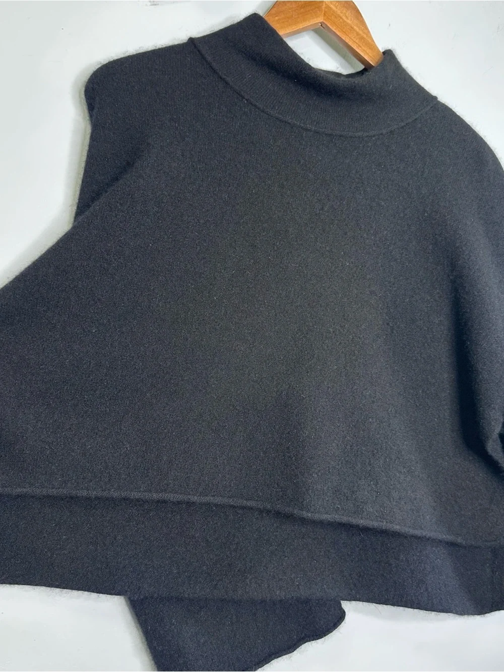 Free People Black 100% Cashmere Open Sides High Low Pullover Crop Boxy Sweater